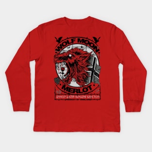 "WOLF MOON MERLOT" RED Kids Long Sleeve T-Shirt